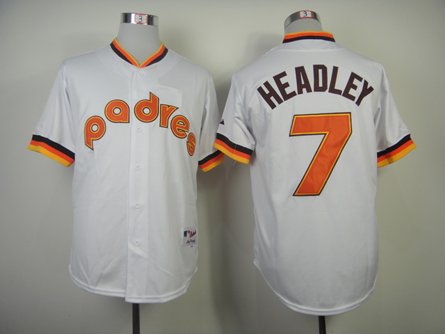 Men San Diego Padres #7 Headley White Throwback 1984 MLB Jerseys->san diego padres->MLB Jersey